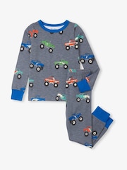 Hatley Grey Monster Trucks Stretch Cotton Pyjamas - Image 1 of 2