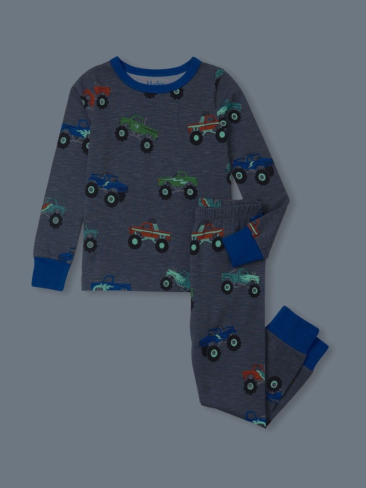 Hatley Grey Monster Trucks Stretch Cotton Pyjamas - Image 2 of 2