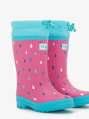 Hatley Pink Tiny Drops Sherpa Lined Rain Wellies - Image 1 of 5