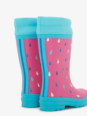 Hatley Pink Tiny Drops Sherpa Lined Rain Wellies - Image 2 of 5