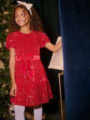 Hatley Red Sequins Velvet Party Dress - Image 1 of 3