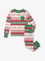 Hatley Puppy Hearts Fairisle Pattern Christmas White Pyjamas - Image 2 of 2