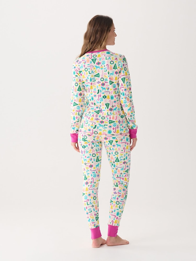Hatley Falala Womens Cotton Christmas White Pyjamas - Image 2 of 3