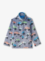 Hatley Grey Monster Trucks Cosy Zip Up Fleece - Image 1 of 3