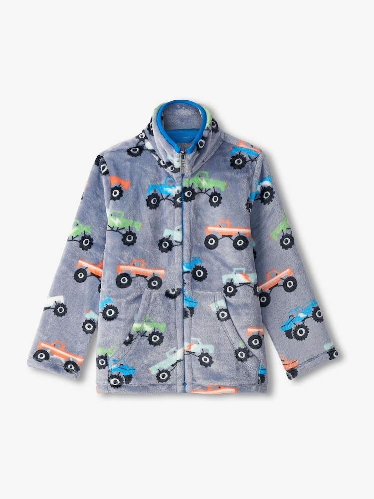 Hatley Grey Monster Trucks Cosy Zip Up Fleece - Image 1 of 3