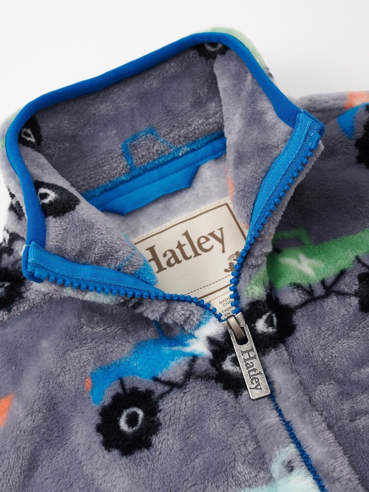 Hatley Grey Monster Trucks Cosy Zip Up Fleece - Image 3 of 3