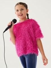 Hatley Pink Rose Violet Fluffy Knit Top - Image 1 of 4