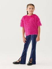 Hatley Pink Rose Violet Fluffy Knit Top - Image 2 of 4