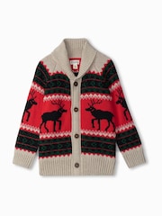 Hatley Natural Holiday Elks Shawl Collar Jumper - Image 2 of 3