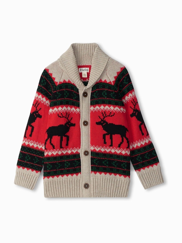 Hatley Natural Holiday Elks Shawl Collar Jumper - Image 2 of 3