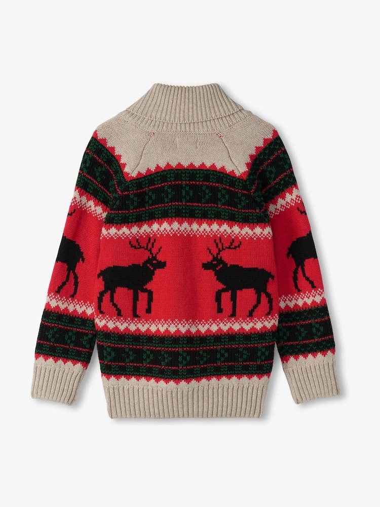 Hatley Natural Holiday Elks Shawl Collar Jumper - Image 3 of 3