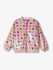 Hatley Pink Star Party Sequined Bomber Jacket - Image 2 of 3