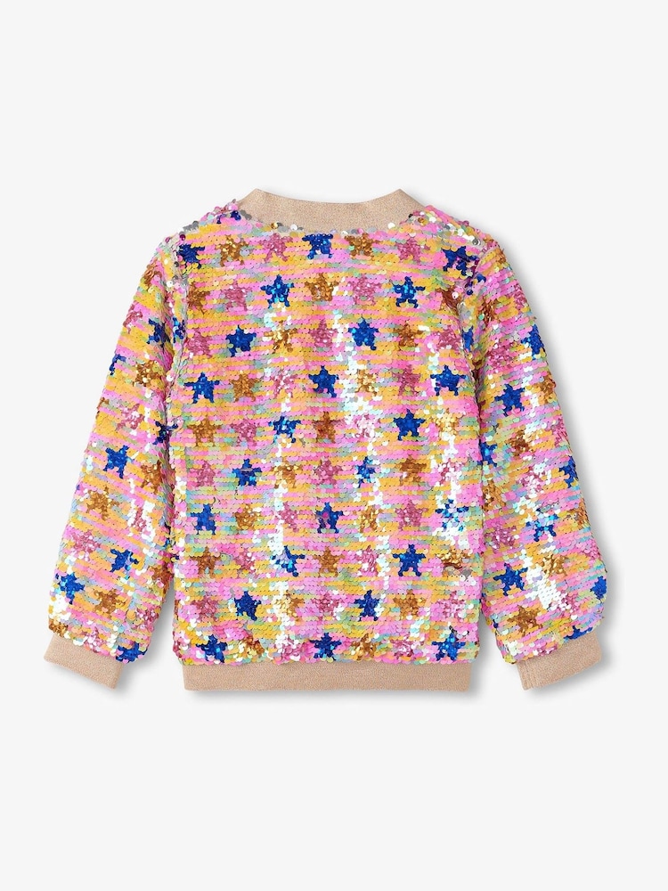 Hatley Pink Star Party Sequined Bomber Jacket - Image 3 of 3