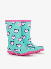Hatley Blue Hearts Packable Waterproof Rain Wellies - Image 1 of 4