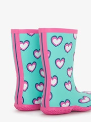 Hatley Blue Hearts Packable Waterproof Rain Wellies - Image 2 of 4