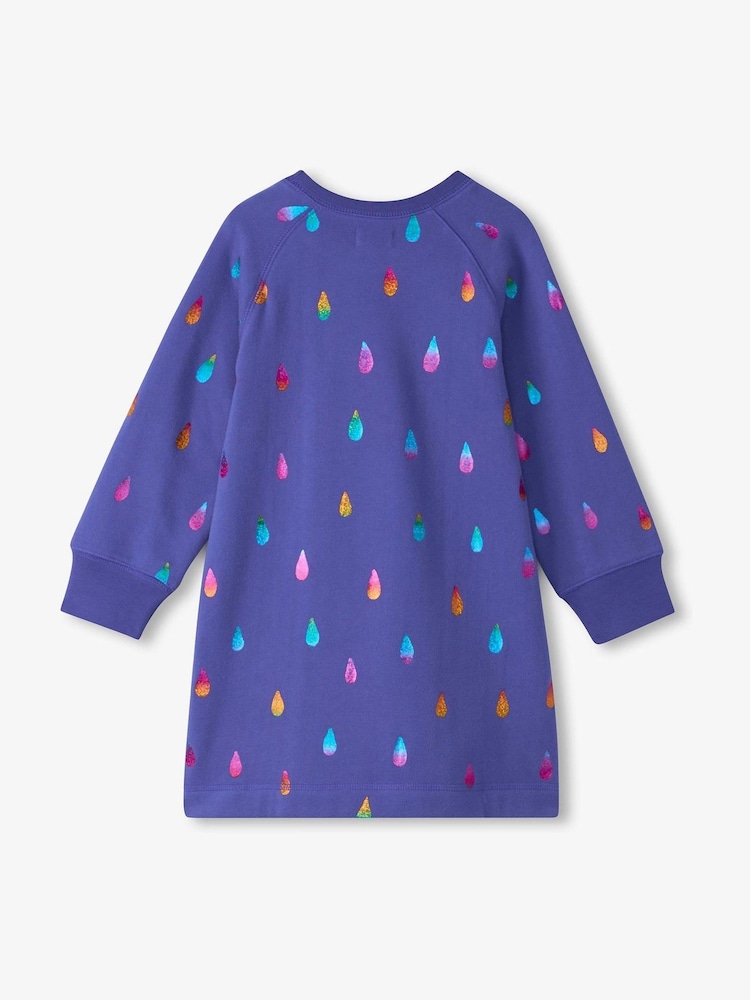 Hatley Blue Rainbow Raindrops Sweatshirt 100% Cotton Dress - Image 3 of 3 Hatley Blue Rainbow Raindrops Sweatshirt 100% Cotton Dress - Image 3 of 3