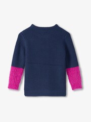 Hatley Blue Throwback Flowers Fluffy Sleeve Jumper - Image 2 of 2