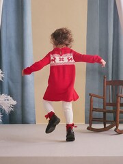 Hatley Red Christmas Flared Cable Knit Jumper Dress - Image 2 of 3