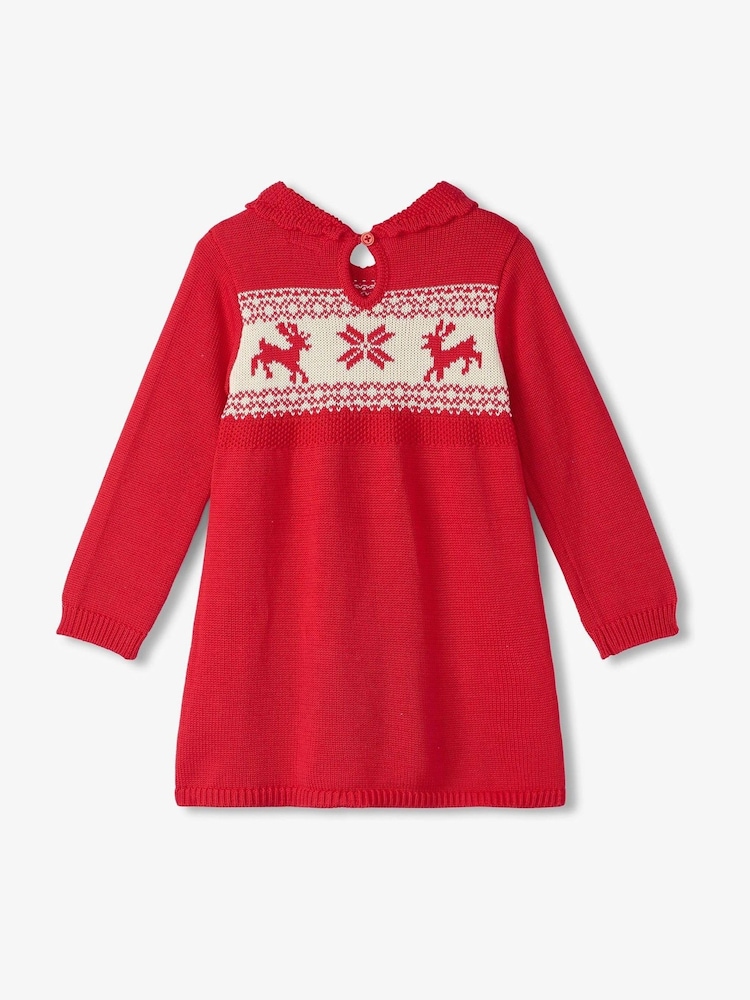 Hatley Red Christmas Flared Cable Knit Jumper Dress - Image 3 of 3