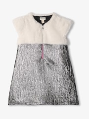 Hatley Silver Faux Fur Jacquard Dress - Image 1 of 3