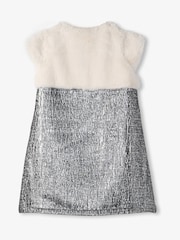 Hatley Silver Faux Fur Jacquard Dress - Image 2 of 3