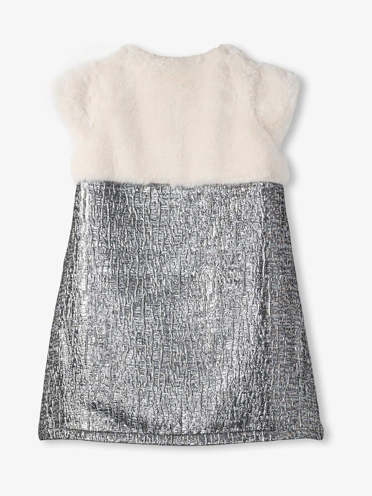 Hatley Silver Faux Fur Jacquard Dress - Image 2 of 3