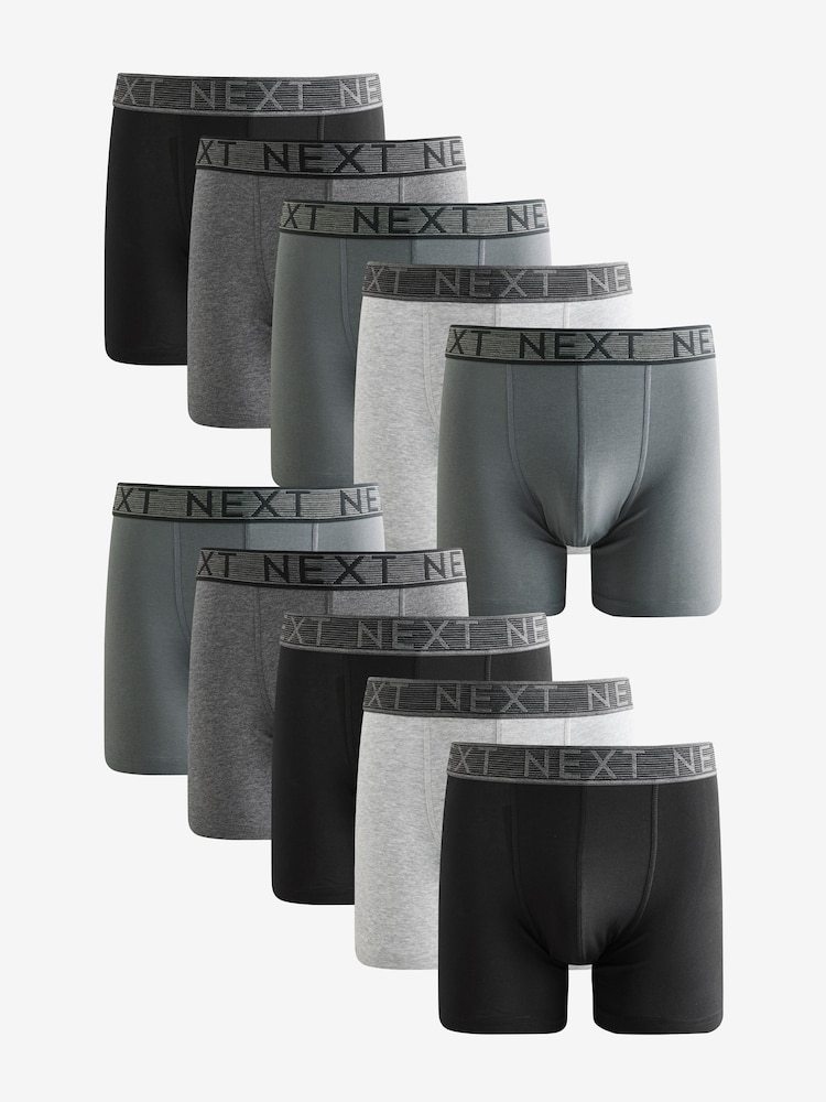 Grey Rich Trunk Boxers 10 Pack - Image 1 of 7
