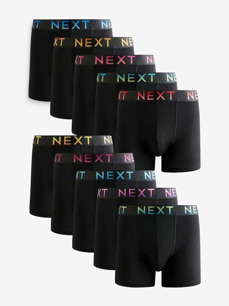 Black Ombre Colour Waistbands Rich Trunk Boxers 10 Pack - Image 1 of 13