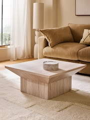 White Travertine Effect Plinth Coffee Table - Image 1 of 6