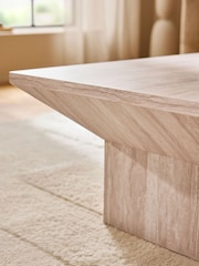 White Travertine Effect Plinth Coffee Table - Image 2 of 6