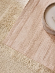 White Travertine Effect Plinth Coffee Table - Image 3 of 6