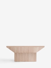 White Travertine Effect Plinth Coffee Table - Image 4 of 6