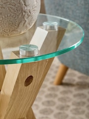 Natural Oak and Glass Side Table - Image 2 of 5
