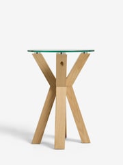 Natural Oak and Glass Side Table - Image 4 of 5