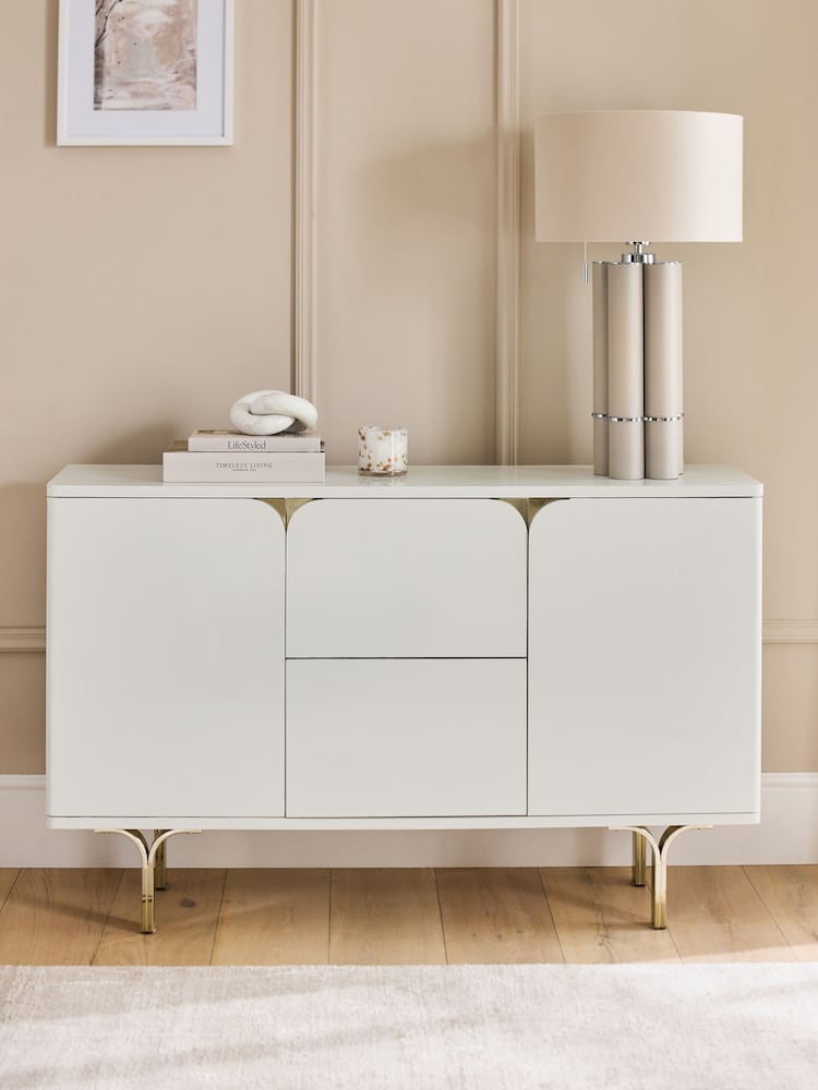 White Evie Gloss Space Saving Large Sideboard - Image 1 of 5