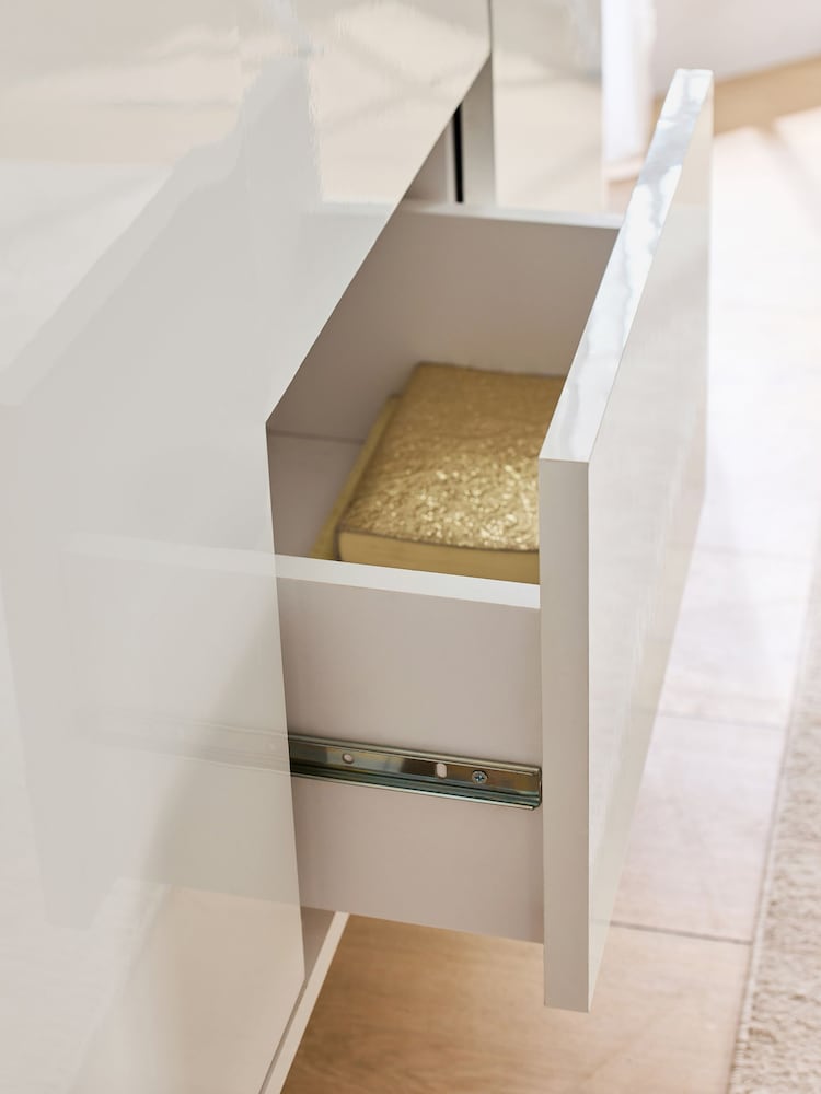 White Evie Gloss Space Saving Large Sideboard - Image 5 of 5
