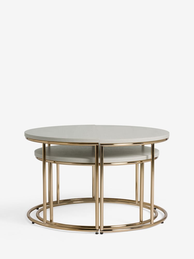 White Evie Gloss Nest of 3 Coffee Table - Image 2 of 7
