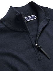 Charles Tyrwhitt Blue Merino Performance Quarter Zip Cardigan - Image 4 of 6