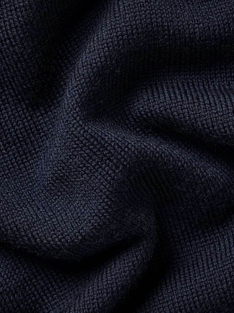 Charles Tyrwhitt Blue Merino Performance Quarter Zip Cardigan - Image 6 of 6