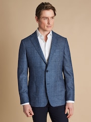Charles Tyrwhitt Blue Slim Fit Wool Silk Jacket - Image 1 of 6