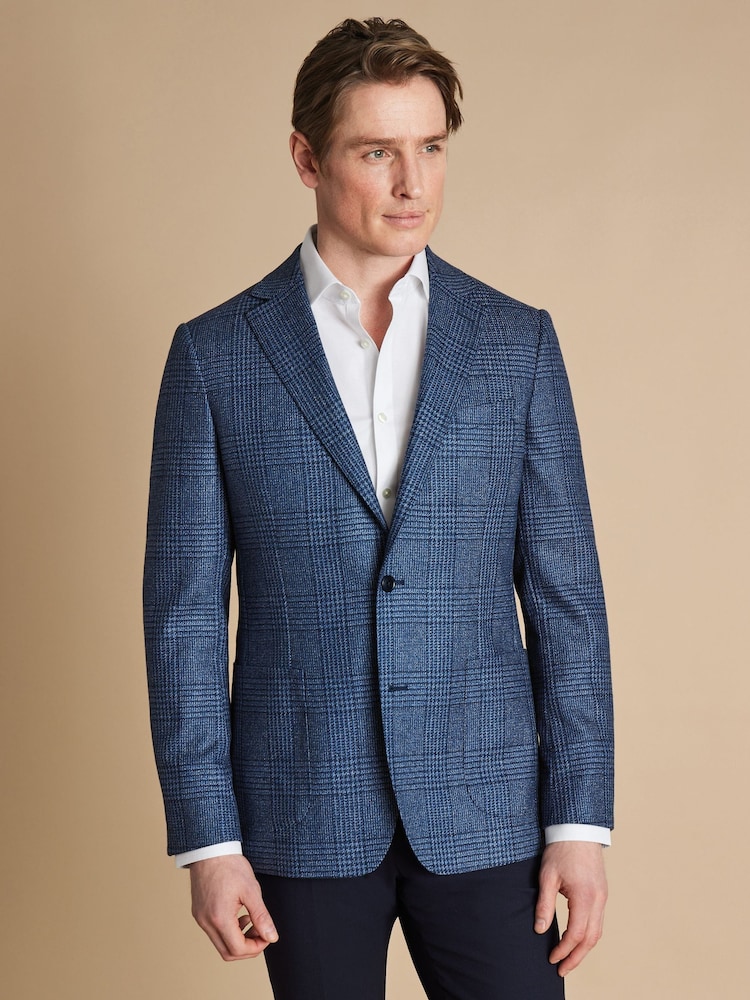 Charles Tyrwhitt Blue Slim Fit Wool Silk Jacket - Image 1 of 6