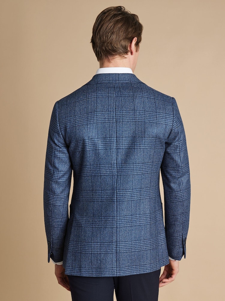 Charles Tyrwhitt Blue Slim Fit Wool Silk Jacket - Image 2 of 6