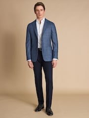 Charles Tyrwhitt Blue Slim Fit Wool Silk Jacket - Image 3 of 6