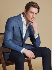 Charles Tyrwhitt Blue Slim Fit Wool Silk Jacket - Image 4 of 6
