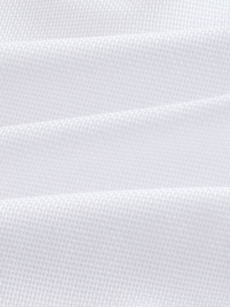 White Slim Fit Textured Long Sleeve Double Cuff 100% Cotton Shirt - Image 10 of 10