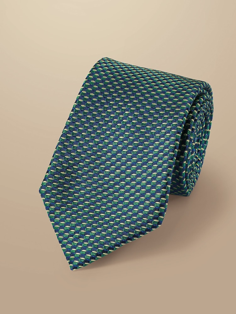 Charles Tyrwhitt Green Stain Resistant Pattern Tie - Image 1 of 2