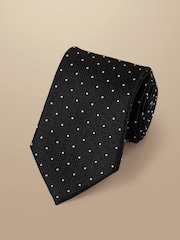 Charles Tyrwhitt Black Silk Spot Stain Resistant Tie - Image 1 of 2