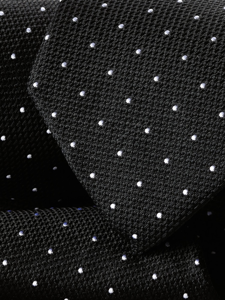 Charles Tyrwhitt Black Silk Spot Stain Resistant Tie - Image 2 of 2