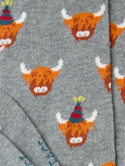 FatFace Grey Highland Cow Men's Socks - Image 2 of 2