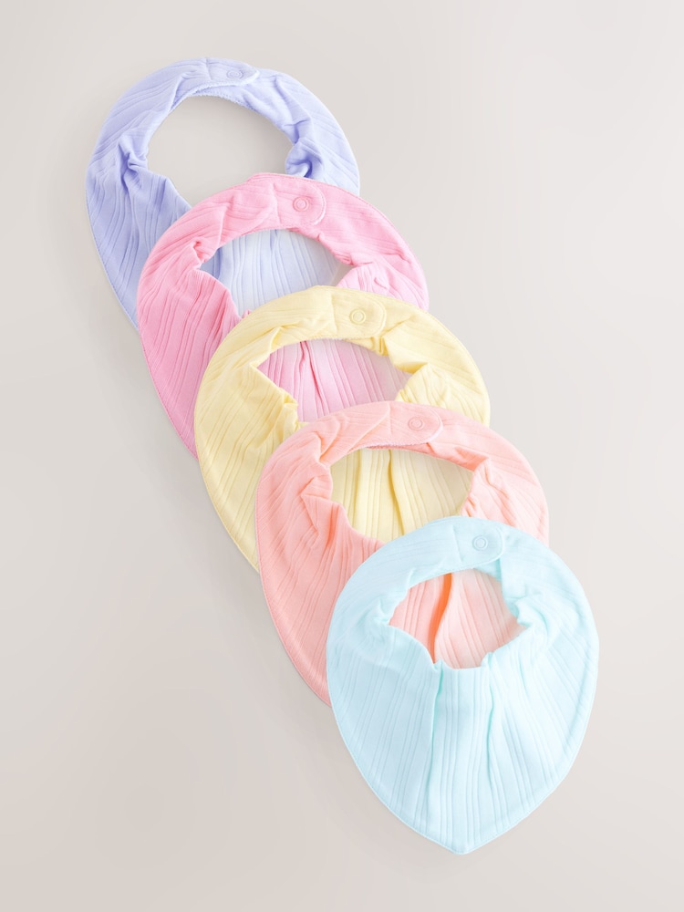 Helle Pastellfarbe - Baby Dribble-Lätzchen aus 100 % Baumwolle im 5er-Pack - Bild 1 von 8